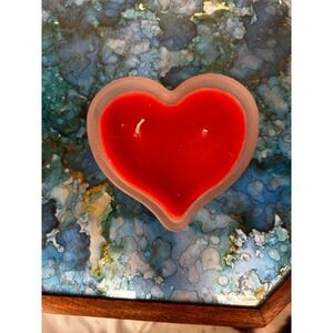 Vintage Victoria's Secret Heart Shaped Candle Frosted Glass Double Wick